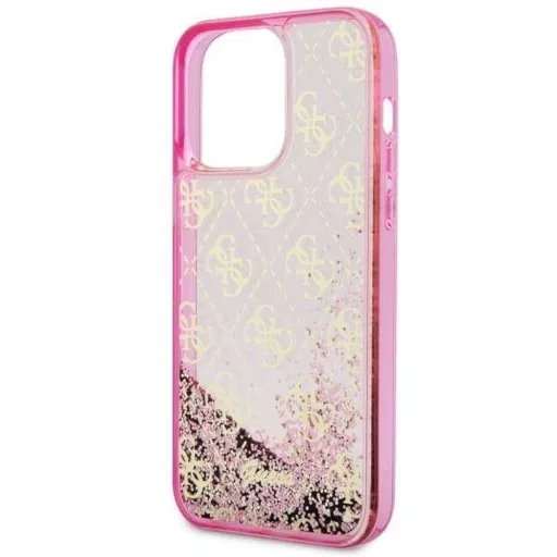 GUESS tok iPhone 14 Pro GUHCP14LLC4PSGP (Liquid Glitter 4G Translucent) rózsaszín