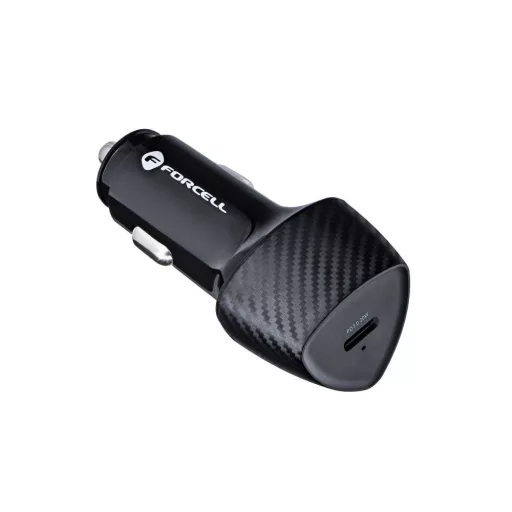 Forcell F-Energy autós töltő Carbon USB-C QC3.0 PD 3A 20W + USB-C – USB-C kábel CC50-1C fekete
