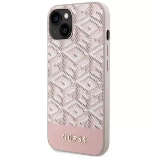 GUESS tok iPhone 14 Magsafe kompatibilis GUHMP14SHGCFSEP (GCUBE Stripes) rózsaszín