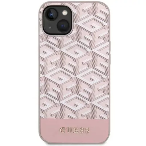 GUESS tok iPhone 14 Magsafe kompatibilis GUHMP14SHGCFSEP (GCUBE Stripes) rózsaszín