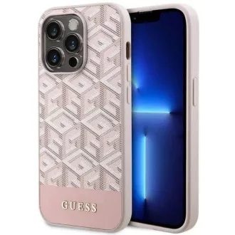   GUESS tok iPhone 14 Pro Magsafe kompatibilis GUHMP14LHGCFSEP (GCUBE Stripes) rózsaszín