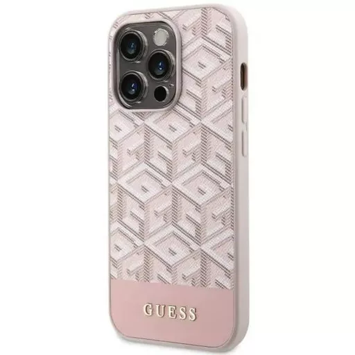 GUESS tok iPhone 14 Pro Magsafe kompatibilis GUHMP14LHGCFSEP (GCUBE Stripes) rózsaszín