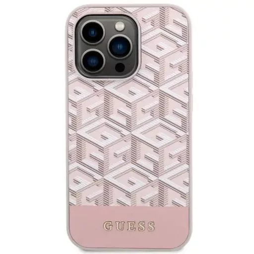 GUESS tok iPhone 14 Pro Magsafe kompatibilis GUHMP14LHGCFSEP (GCUBE Stripes) rózsaszín