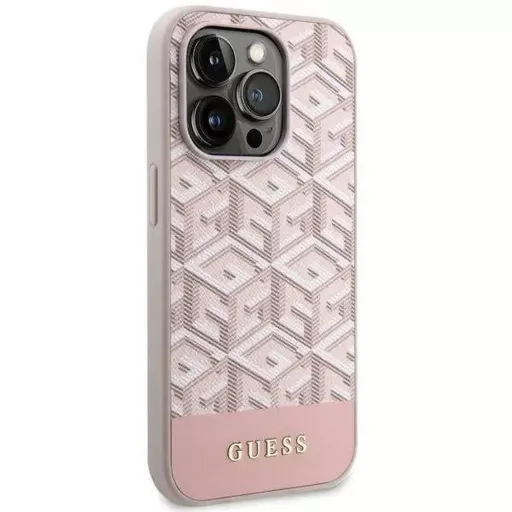 GUESS tok iPhone 14 Pro Magsafe kompatibilis GUHMP14LHGCFSEP (GCUBE Stripes) rózsaszín