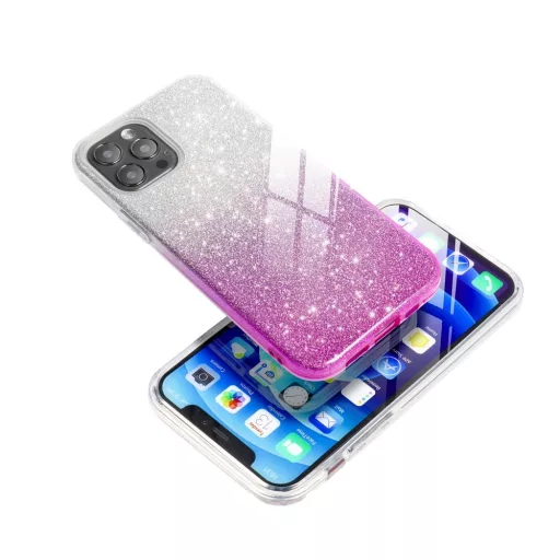Shining csillogós tok iPhone 15 PRO MAX  átlátszó rózsaszín