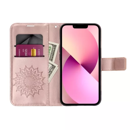 Mezzo Flip tok iPhone 15 Pro mandala rozéarany