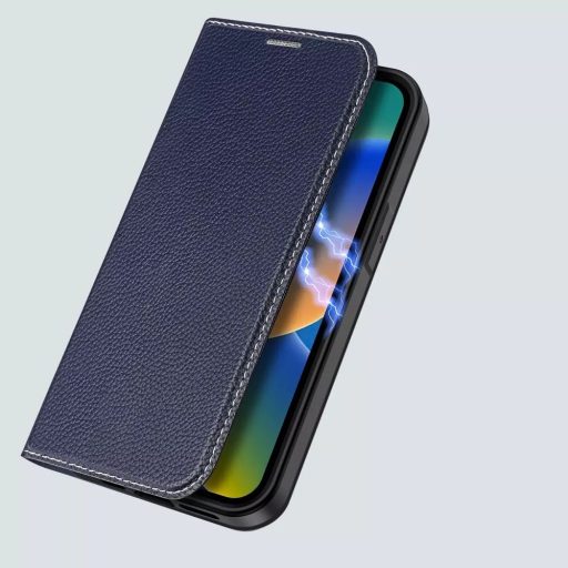DUX DUCIS Flip tok kártyatartóval SKIN X2  iPhone 14 Pro kék