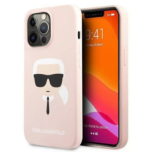KARL LAGERFELD tok iPhone 13 Pro KLHCP13LSLKHLP (Silicone K. Head) light rózsaszín