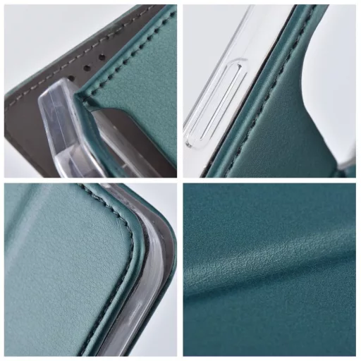 SMART MAGNETO Flip tok iPhone 15 Plus sötétzöld