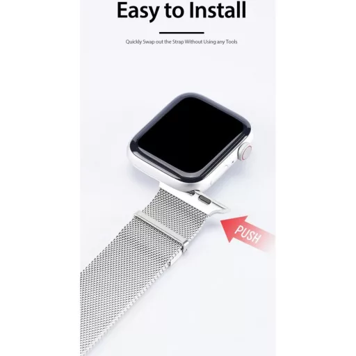 DUX DUCIS MILANESE mágneses rozsdamentes acél szíj Apple Watch 38 / 40 / 41 mm szürke