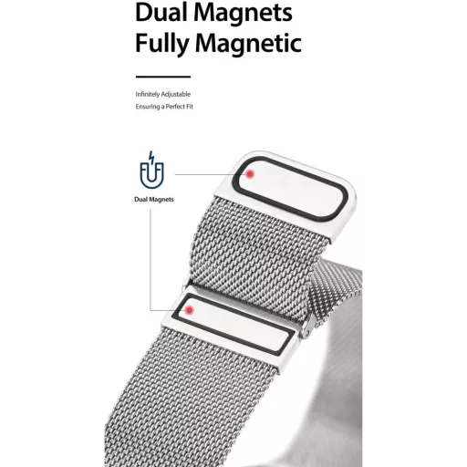DUX DUCIS MILANESE mágneses rozsdamentes acél szíj Apple Watch 38 / 40 / 41 mm szürke