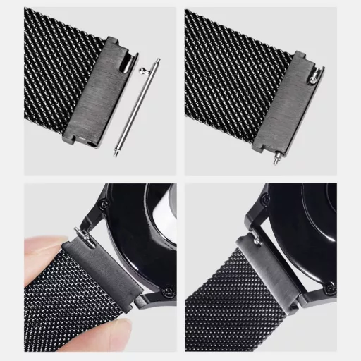 DUX DUCIS MILANESE mágneses rozsdamentes acél szíj 22 mm fekete