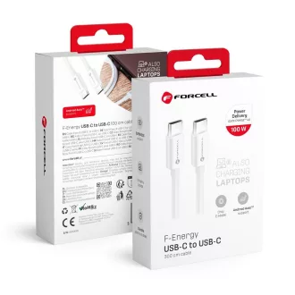   Forcell F-Energy USB-C – USB-C töltőkábel C339 QC4.0 PD 5A 100W 3 m fehér