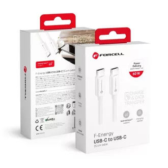   Forcell F-Energy USB-C – USB-C töltőkábel C338 QC4.0 PD 3A 60W 0,25 m fehér