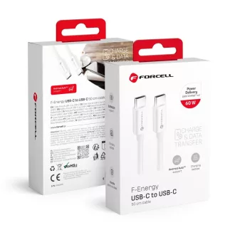   Forcell F-Energy USB-C – USB-C töltőkábel C338 QC4.0 PD 3A 60W 0,5 m fehér