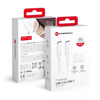   Forcell F-Energy USB-C – USB-C töltőkábel C338 QC4.0 PD 3A 60W 1 m fehér