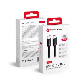   Forcell F-Energy USB-C – USB-C töltőkábel C338 QC4.0 PD 3A 60W 0,25 m fekete