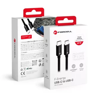   Forcell F-Energy USB-C – USB-C töltőkábel C338 QC4.0 PD 3A 60W 0,5 m fekete