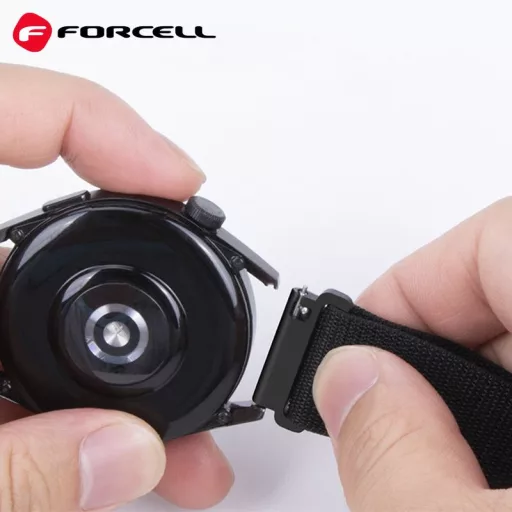 Forcell F-Design FS05 poliészter szálas csatos szíj Samsung Galaxy Watch 22 mm fekete