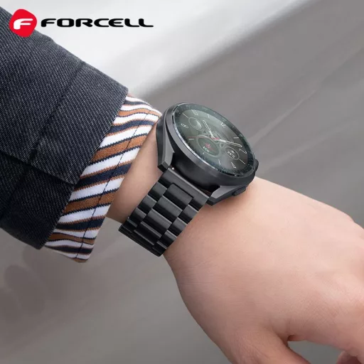Forcell F-Design FS06 acél csatos szíj Samsung Galaxy Watch 20 mm fekete