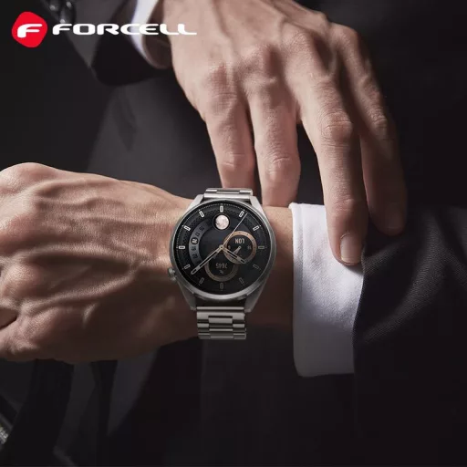 Forcell F-Design FS06 acél csatos szíj Samsung Galaxy Watch 20 mm ezüst