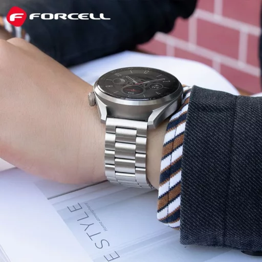 Forcell F-Design FS06 acél csatos szíj Samsung Galaxy Watch 20 mm ezüst