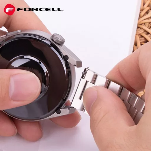 Forcell F-Design FS06 acél csatos szíj Samsung Galaxy Watch 22 mm ezüst