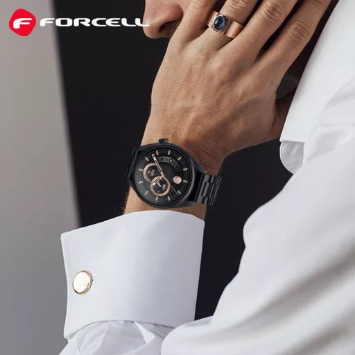 Forcell F-Design FS06 acél csatos szíj Samsung Galaxy Watch 22 mm fekete