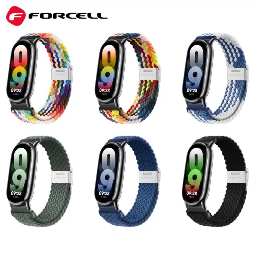 Forcell F-Design FX5 poliészter szálas csatos szíj Xiaomi Mi Band 8 sötétkék