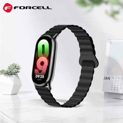 Forcell F-Design FX8 szilikon szíj Xiaomi Mi Band 8 fekete