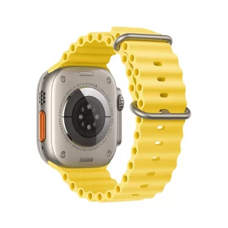   Forcell F-Design FA12 szilikon szíj lyukakkal Apple Watch 42 / 44 / 45 / 49 mm sárga