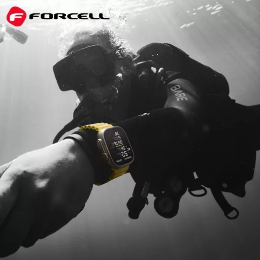 Forcell F-Design FA12 szilikon szíj lyukakkal Apple Watch 42 / 44 / 45 / 49 mm sárga