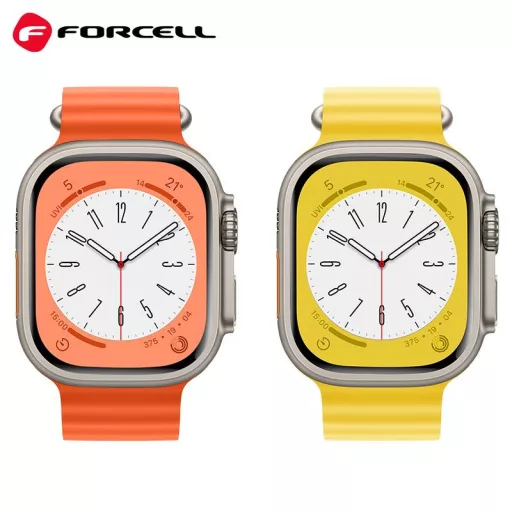 Forcell F-Design FA12 szilikon szíj lyukakkal Apple Watch 42 / 44 / 45 / 49 mm sárga