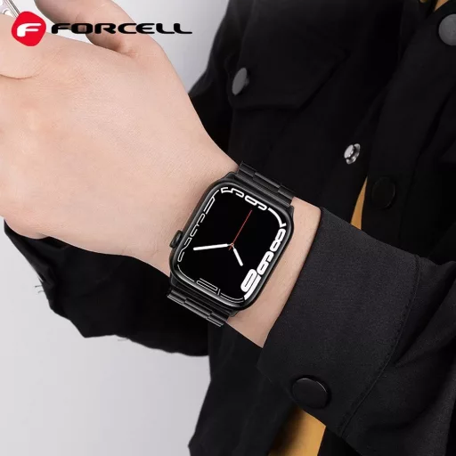 Forcell F-Design FA10 acél csatos szíj Apple Watch 38 / 40 / 41 mm fekete