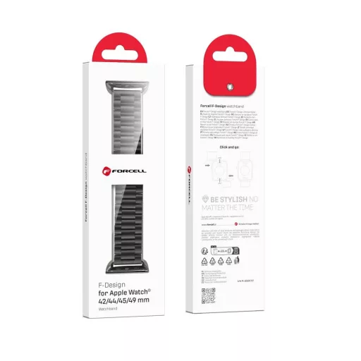 Forcell F-Design FA10 acél csatos szíj Apple Watch 42 / 44 / 45 / 49 mm fekete