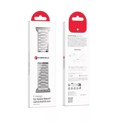 Forcell F-Design FA10 acél csatos szíj Apple Watch 38 / 40 / 41 mm ezüst