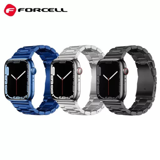 Forcell F-Design FA10 acél csatos szíj Apple Watch 42 / 44 / 45 / 49 mm ezüst