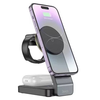   Hoco 3 az 1-ben vezeték nélküli töltő MagSafe kompatibilis 15W CQ3 fekete