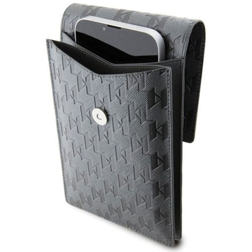 KARL LAGERFELD univerzális táska mobiltelefonhoz KLWBSAKHPKG (Saffiano Mono Ikonik) ezüst