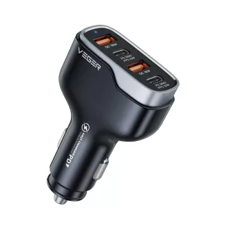   VEGER autós töltő 2×USB-A + 2×Type-C PD QC 3A 66W CC53-2A2C fekete