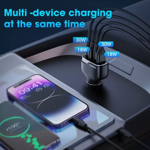 VEGER autós töltő 2×USB-A + 2×Type-C PD QC 3A 66W CC53-2A2C fekete