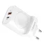 VEGER USB-A + USB-C hálózati töltő vezeték nélküli töltővel Apple Watch kompatibilis PD QC3.0 3A 25W W002E fehér