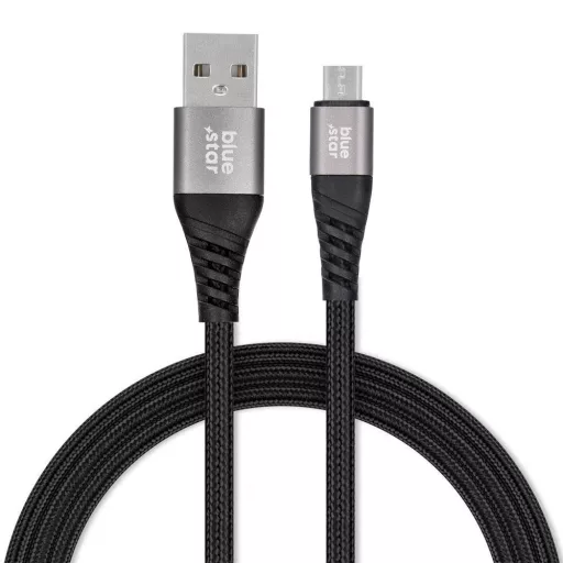 Blue Star USB-A – Micro USB töltőkábel TFK-DC-003 fonott 2A 1,2 m fekete