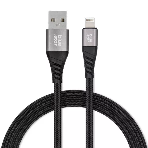 Blue Star USB-A – Lightning töltőkábel TFK-DC-003 fonott 2,4A 1,2 m fekete