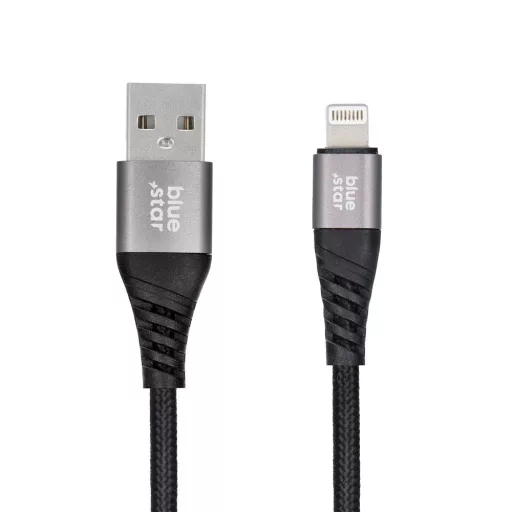 Blue Star USB-A – Lightning töltőkábel TFK-DC-003 fonott 2,4A 1,2 m fekete