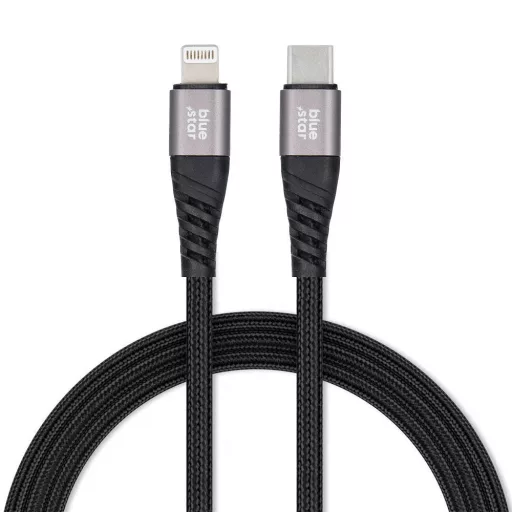 Blue Star USB-C – Lightning töltőkábel TFK-DC-003 fonott 2,4A 1,2 m fekete