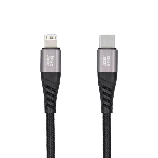 Blue Star USB-C – Lightning töltőkábel TFK-DC-003 fonott 2,4A 1,2 m fekete