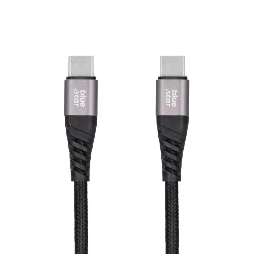 Blue Star USB-C – USB-C töltőkábel TFK-DC-003 fonott PD QC4.0 3A 60W 1,2 m fekete