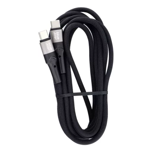 Cable USB C do USB C Blue Star 3A 60W PD QC4.0 with braid 2 m TFK-DC-004 Fekete