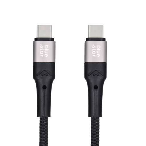 Cable USB C do USB C Blue Star 3A 60W PD QC4.0 with braid 2 m TFK-DC-004 Fekete